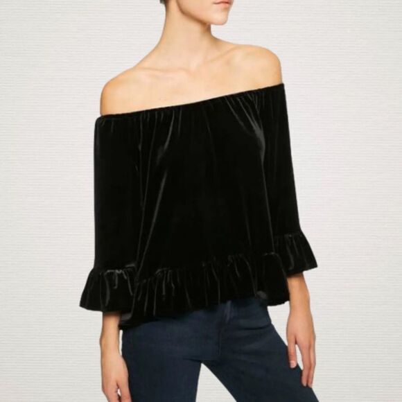 Sanctuary Clothing Women Julia Velvet Pullover Blouse Blue Size S - Picture 9 of 10